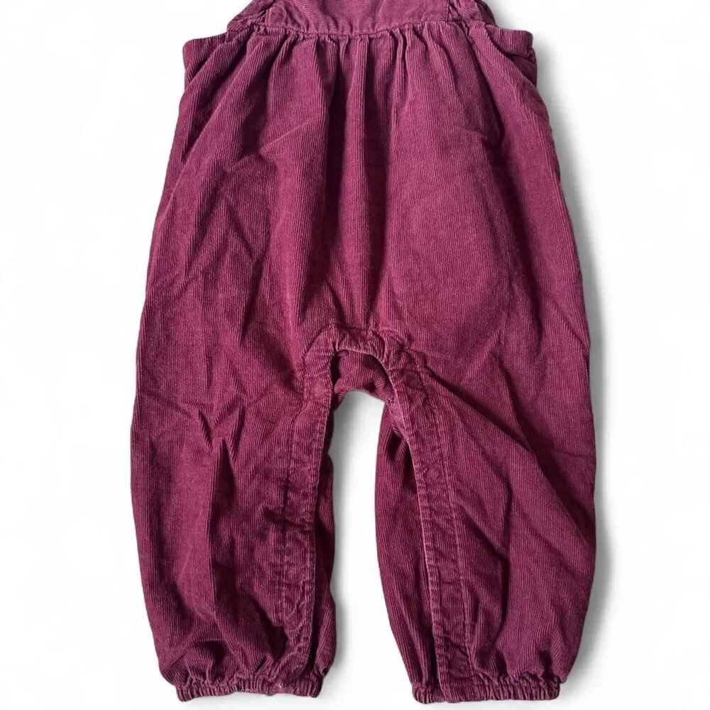 Baby Gap Ruffle Corduroy Bubble Romper Overalls - 12-18 Months Burgundy